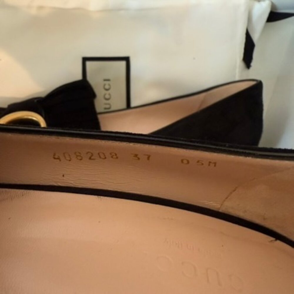 Gucci GG Marmont Fringe Loafer Pumps Black Suede Block Heel EU 37 - Picture 8 of 10